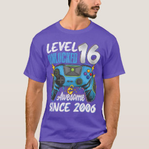 Camiseta Nível 16 Desbloqueado incrível menino de 16 anos d