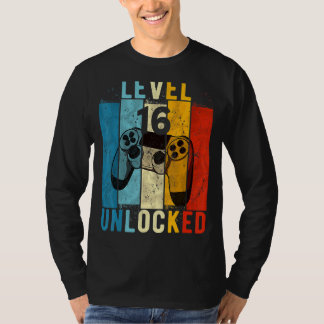 Camiseta Nível 16 Desbloqueado Video Gamer 16 Anos 16º Aniv