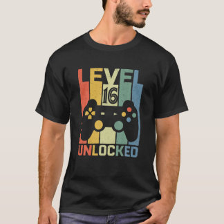 Camiseta Nível 16 Desbloqueado Vídeo Gamer 16 Anos 16 Bi