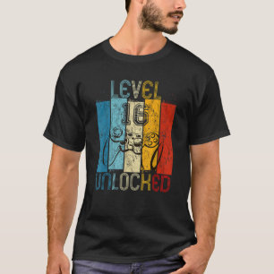 Camiseta Nível 16 Engraçado Jogador de Vídeo Desbloqueado 1