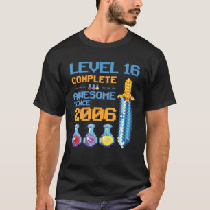 Camiseta Nível 16 Jogo De Vídeo Desbloqueado 16ª Festa de a