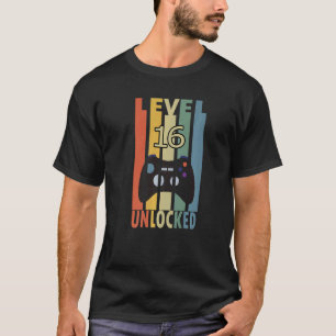 Camiseta Nível 16 Jogos Vintage Desbloqueados Voltar ao 16º
