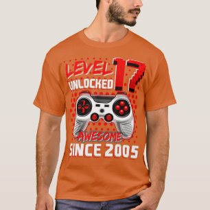 Camiseta Nível 17 Desbloqueado Incrível 2005 Vídeo Game 17t
