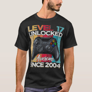 Camiseta Nível 17 Desbloqueado Incrível Desde 2004 17º Aniv