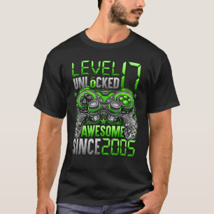 Camiseta Nível 17 Desbloqueado Incrível Desde 2005 17º Aniv