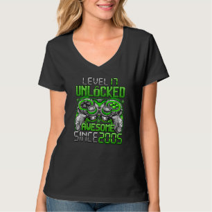 Camiseta Nível 17 Desbloqueado Incrível Desde 2005 17º Aniv