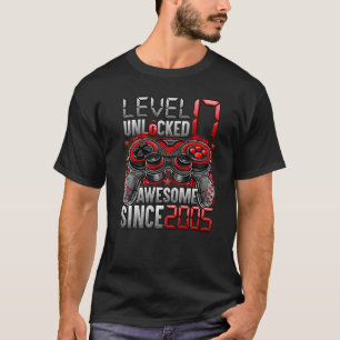 Camiseta Nível 17 Desbloqueado Incrível Desde 2005 17º Aniv
