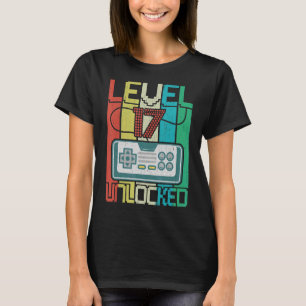 Camiseta Nível 17 Jogador de vídeo desbloqueado 17º anivers