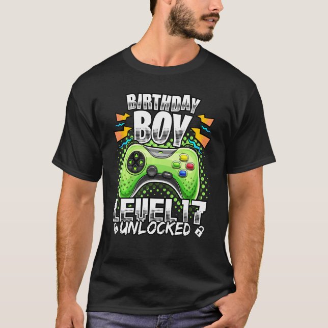 Camiseta Nível 17 Vídeo Retro Retrópico Desbloqueado 17º An (Frente)