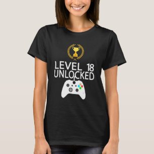 Camiseta Nível 18 Aniversário Garoto de 18 anos Videos game