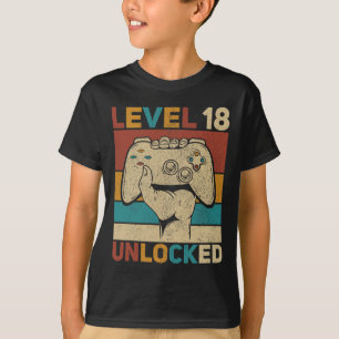 Camiseta Nível 18 Desbloqueado 18 Anos de Idade Fim de Dia