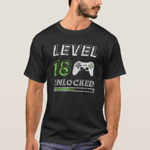 Camiseta Nível 18 Desbloqueado Aniversário Engraçado De Jog