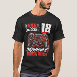 Camiseta Nível 18 Desbloqueado Esmagando O Jogo De Vídeo De
