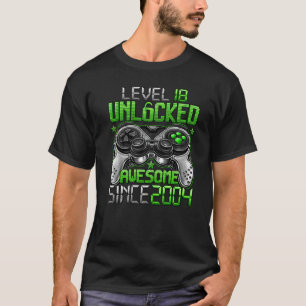 Camiseta Nível 18 Desbloqueado Incrível Desde 2004 18º Aniv