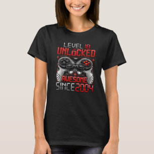 Camiseta Nível 18 Desbloqueado Incrível Desde 2004 18º Aniv