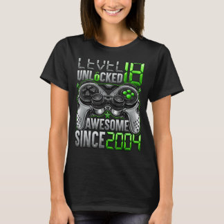 Camiseta Nível 18 Desbloqueado Incrível Desde 2004 18º Aniv