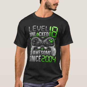 Camiseta Nível 18 Desbloqueado Incrível Desde 2004 18º Aniv