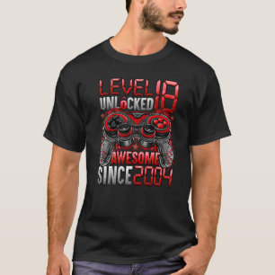 Camiseta Nível 18 Desbloqueado Incrível Desde 2004 18º Aniv