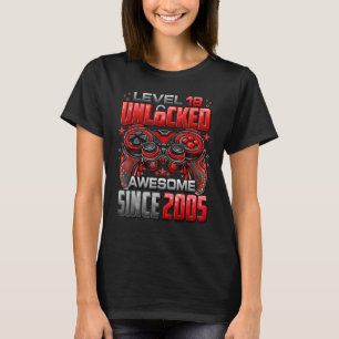 Camiseta Nível 18 Desbloqueado Incrível Desde 2005 18º Aniv