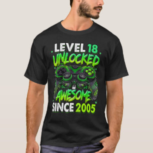 Camiseta Nível 18 Desbloqueado Incrível Desde 2005 18º Aniv