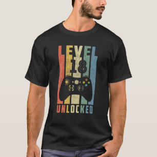 Camiseta Nível 18 Desbloqueado T 18Th Video Gamer Birthday 