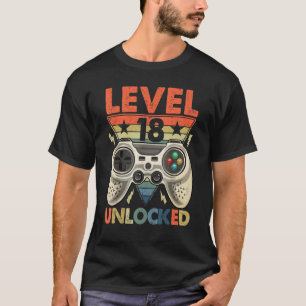 Camiseta Nível 18 Vídeo Gamer 18º Aniversário 18 Anos