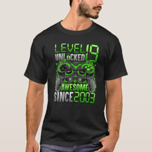 Camiseta Nível 19 Desbloqueado Incrível Desde 2003 19º Aniv