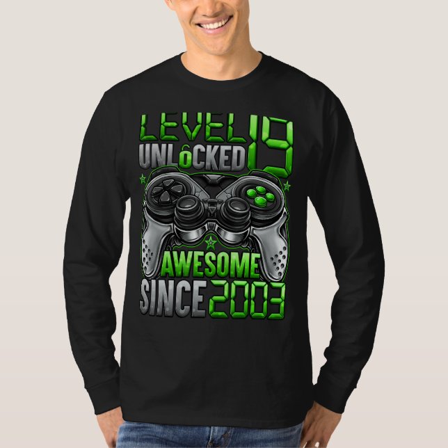 Camiseta Nível 19 Desbloqueado Incrível Desde 2003 19º Aniv (Frente)
