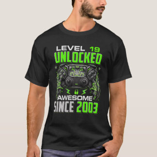 Camiseta Nível 19 Desbloqueado Incrível Desde 2003 19º Aniv