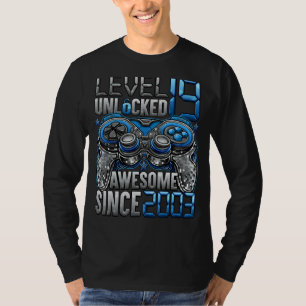 Camiseta Nível 19 Desbloqueado Incrível Desde 2003 19º Aniv
