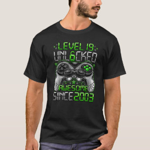 Camiseta Nível 19 Desbloqueado Incrível Desde 2003 19º Aniv