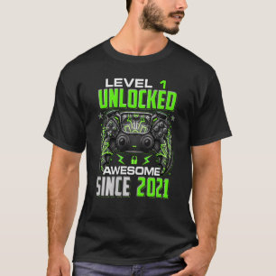 Camiseta Nível 1 Desbloqueado Incrível Desde 2021 primeiro