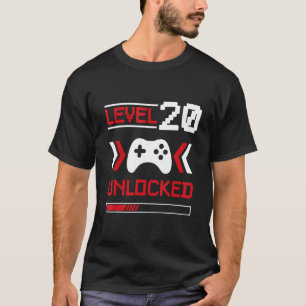 Camiseta Nível 20 desbloqueado - 20 de aniversário de jogad