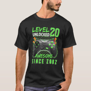 Camiseta Nível 20 Desbloqueado Incrível 2002 Vídeo Game 20