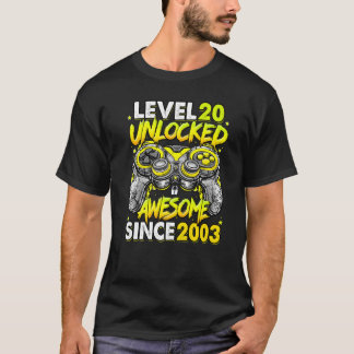 Camiseta Nível 20 Desbloqueado Incrível Desde 2003 20º Aniv