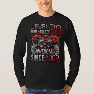 Camiseta Nível 20 Desbloqueado Incrível Desde o Aniversário