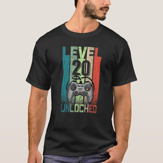 Camiseta Nível 20 Desbloqueado Incrível Desde o Aniversário (Frente)