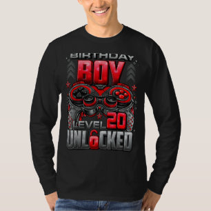 Camiseta Nível 20 Desbloqueado Incrível Desde o Aniversário