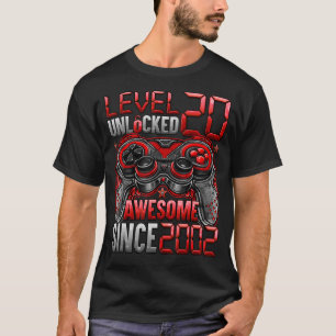 Camiseta Nível 20 Desbloqueado Incrível Desde o Aniversário