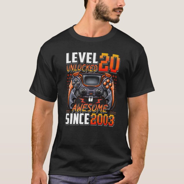 Camiseta Nível 20 Desbloqueado Incrível Desde o Aniversário (Frente)