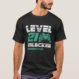 Camiseta Nível 21 aniversário de 21 anos de 21 anos desbloq