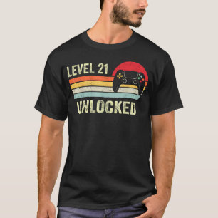 Camiseta Nível 21 Desbloqueado 21º Jogador de Vídeo Game