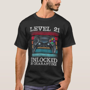 Camiseta Nível 21 Desbloqueado Em Gamers De Vídeo Em Quaren