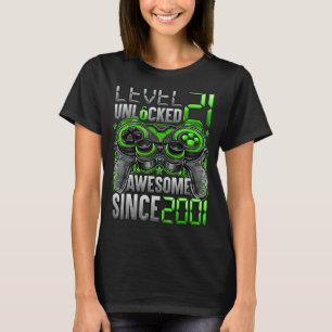 Camiseta Nível 21 Desbloqueado Incrível Desde a aniversário