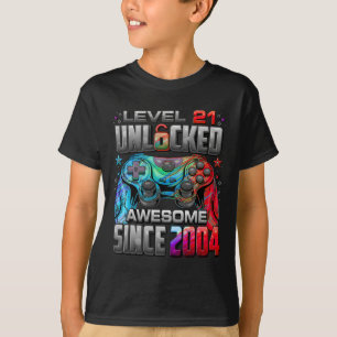 Camiseta Nível 21 Desbloqueado Incrível Desde o 21º Anivers