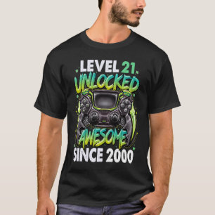 Camiseta Nível 21 Desbloqueado Incrível Desde o aniversário