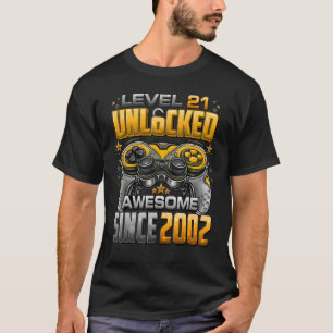 Camiseta Nível 21 Desbloqueado Incrível Desde o aniversário