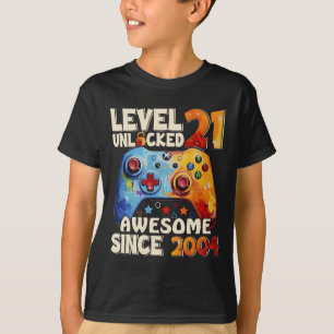Camiseta Nível 21 Desbloqueado Incrível Desde o Aniversário