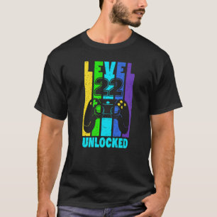 Camiseta Nível 22 Desbloqueados Homens De 22 Anos Jogando 2