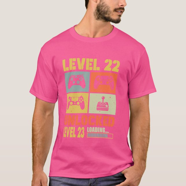 Camiseta Nível 22 Nível 23 Desbloqueado Carregando 22 Anos  (Frente)